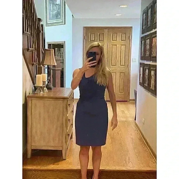 NWT BLACK HALO SHIFT BLUE SLEEVELESS Asymmetrical neck DRESS SIZE 2/4 XS - Picture 13 of 14